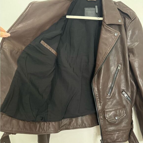 NEW $670 ALL SAINTS leather jacket VOLTAIRE BIKER ML025L OXBLOOD RED Brown - Picture 11 of 11